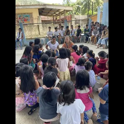 Children gathered for a lesson